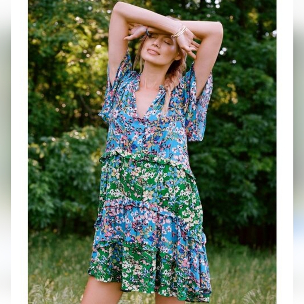 NWT Anthropologie Robin Tiered Floral Mini Dress